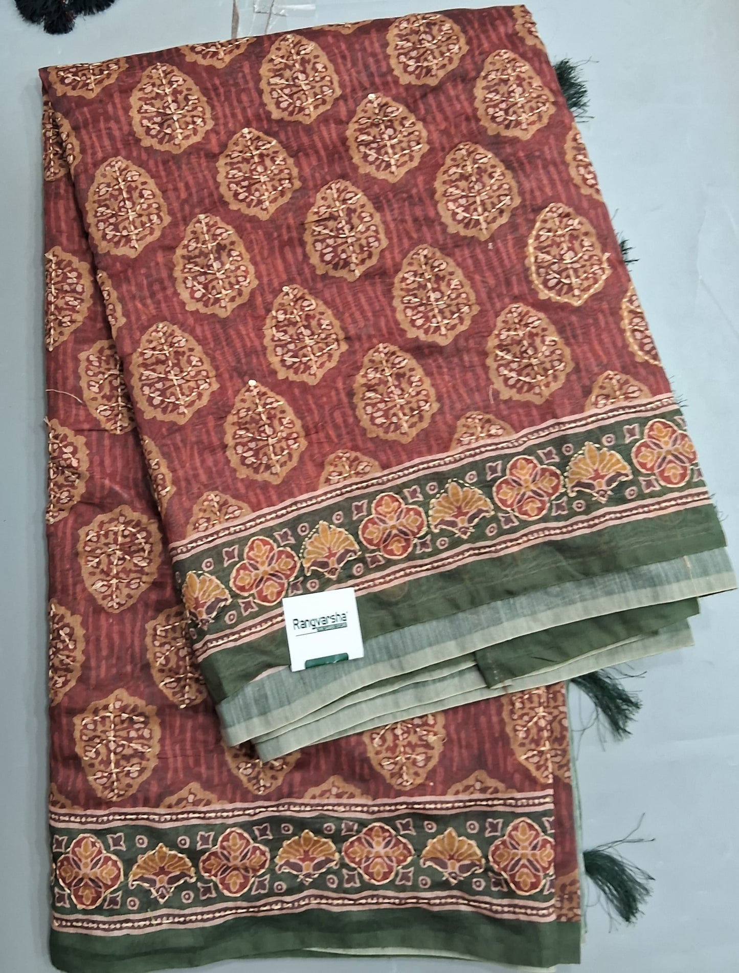 Rust Chanderi Saree