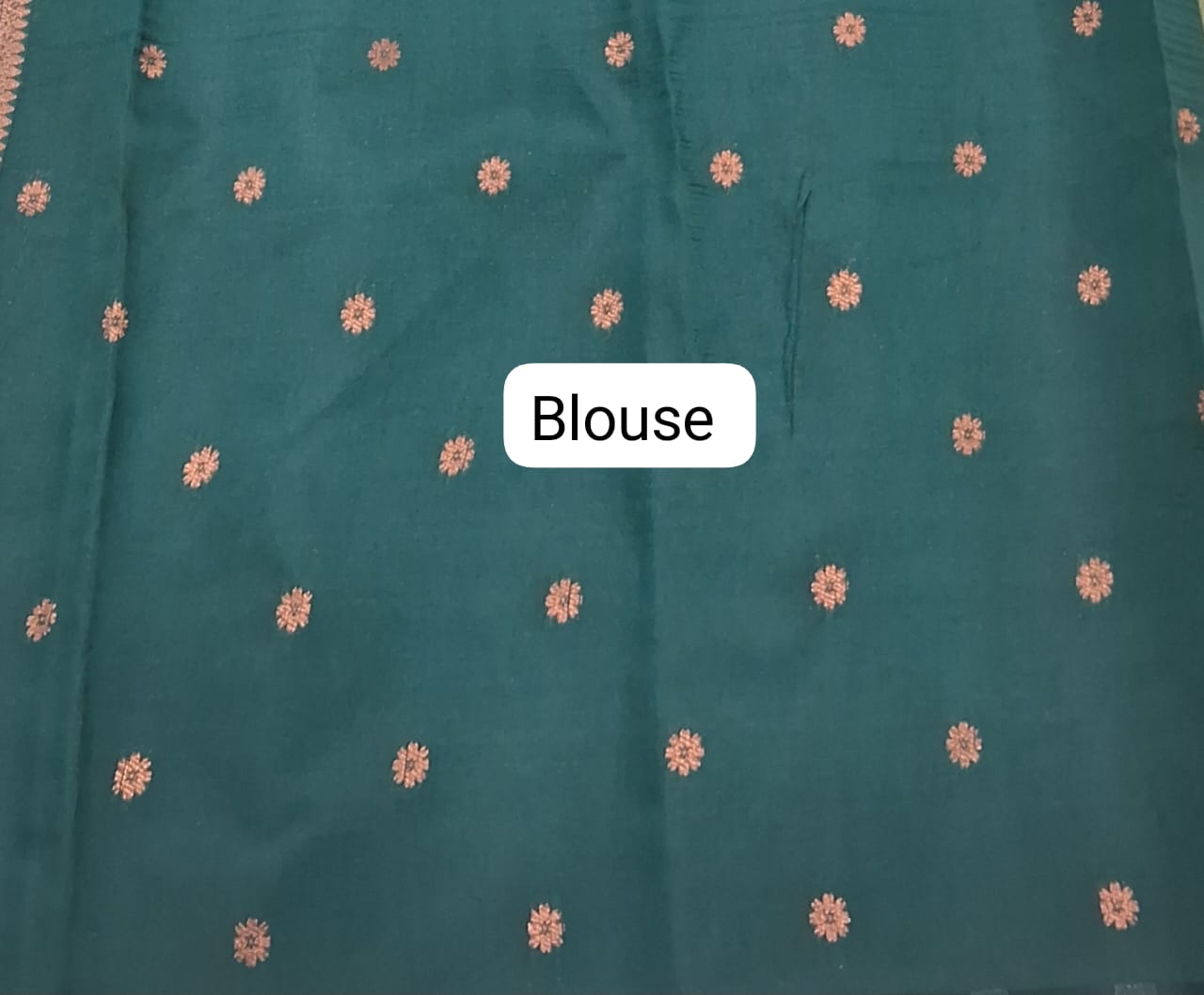 Leaf Green Kanchi Semi Silk Saree Blouse