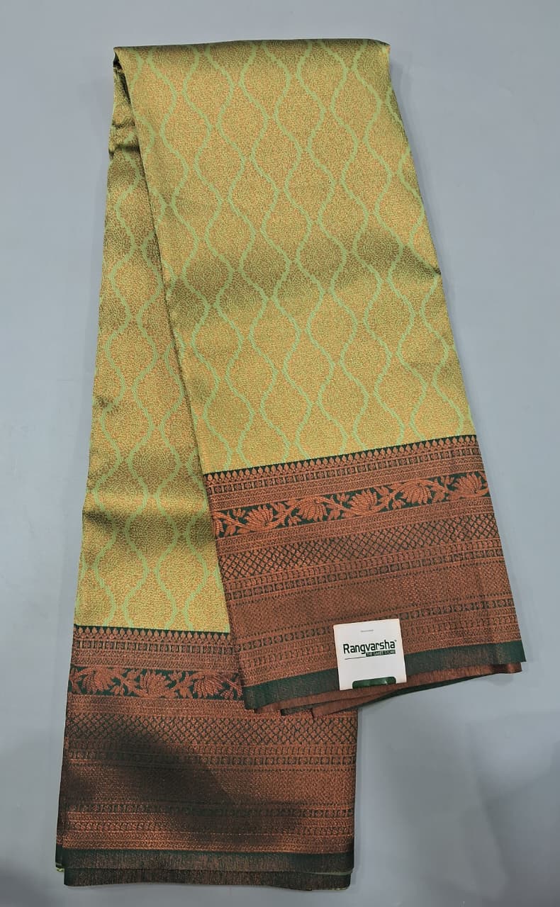 Leaf Green Kanchi Semi Silk Saree