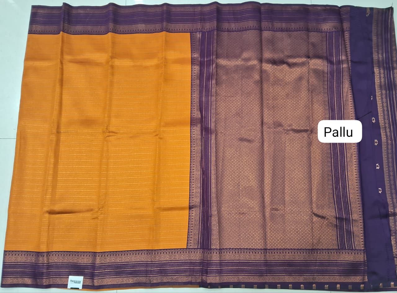 Orange Kanchi Semi Silk Saree Pallu