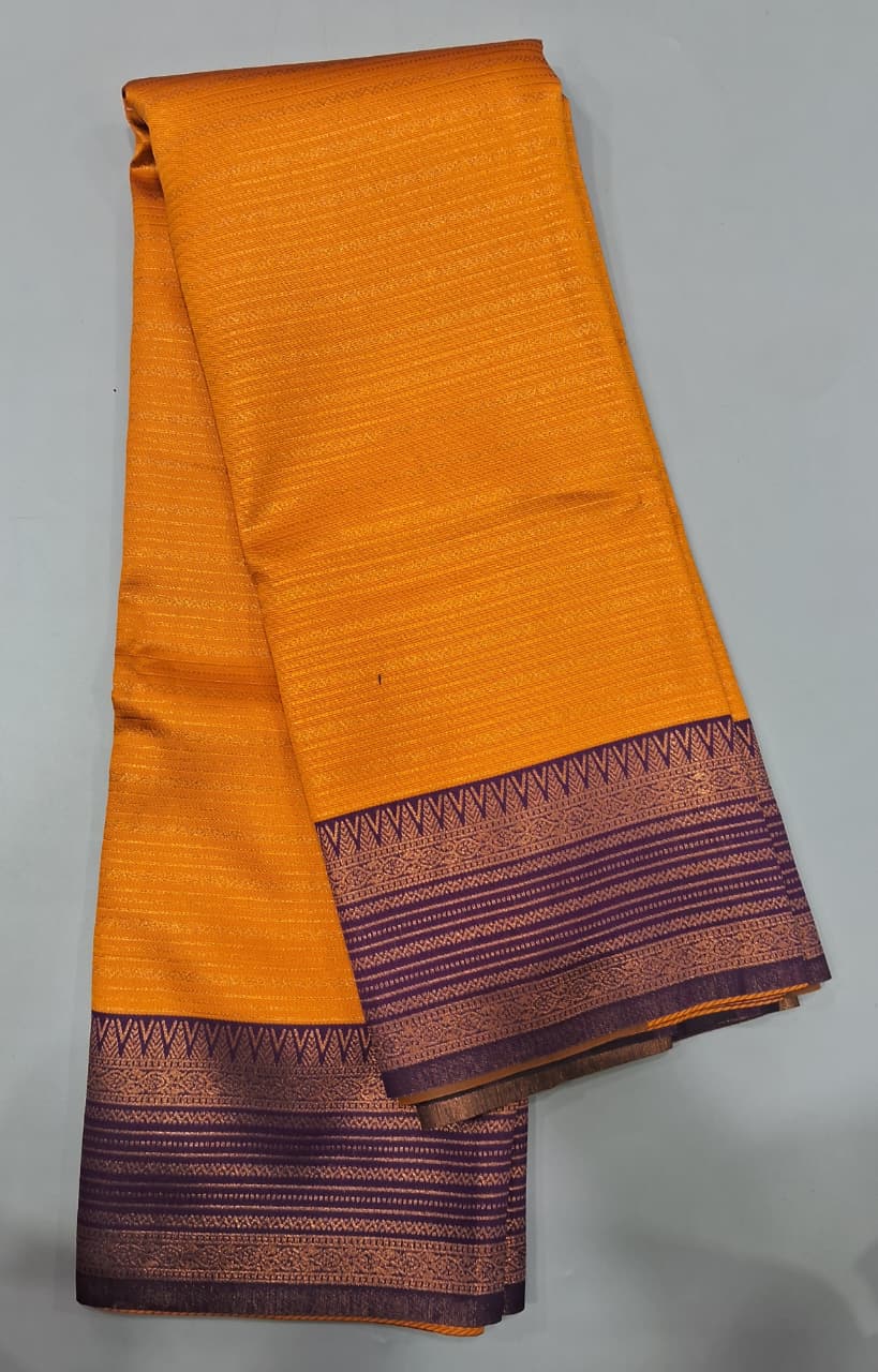 Orange Kanchi Semi Silk Saree