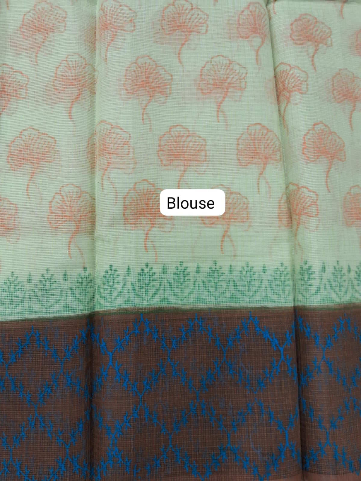 Pista Green Kota Saree blouse