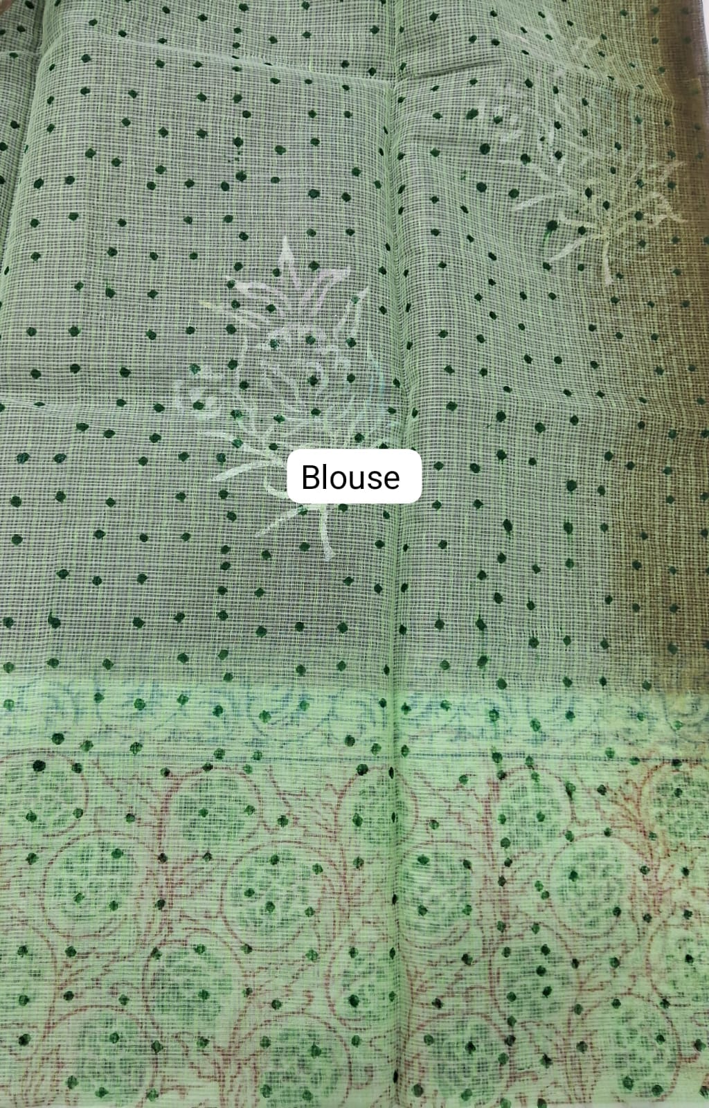 Dark Olive Green Kota Saree blouse