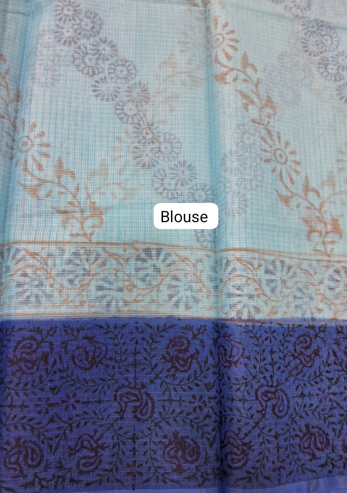 Sky Blue Kota Saree blouse