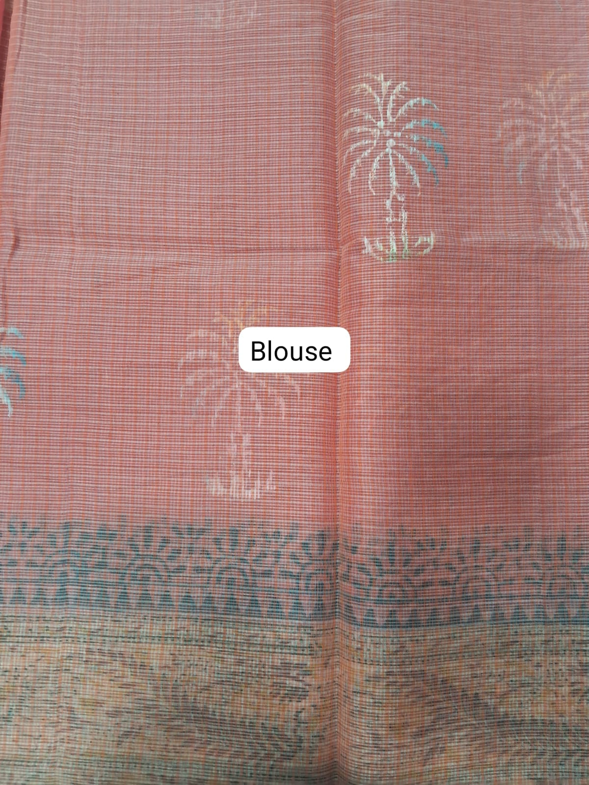 Reddish Pink Kota Saree blouse