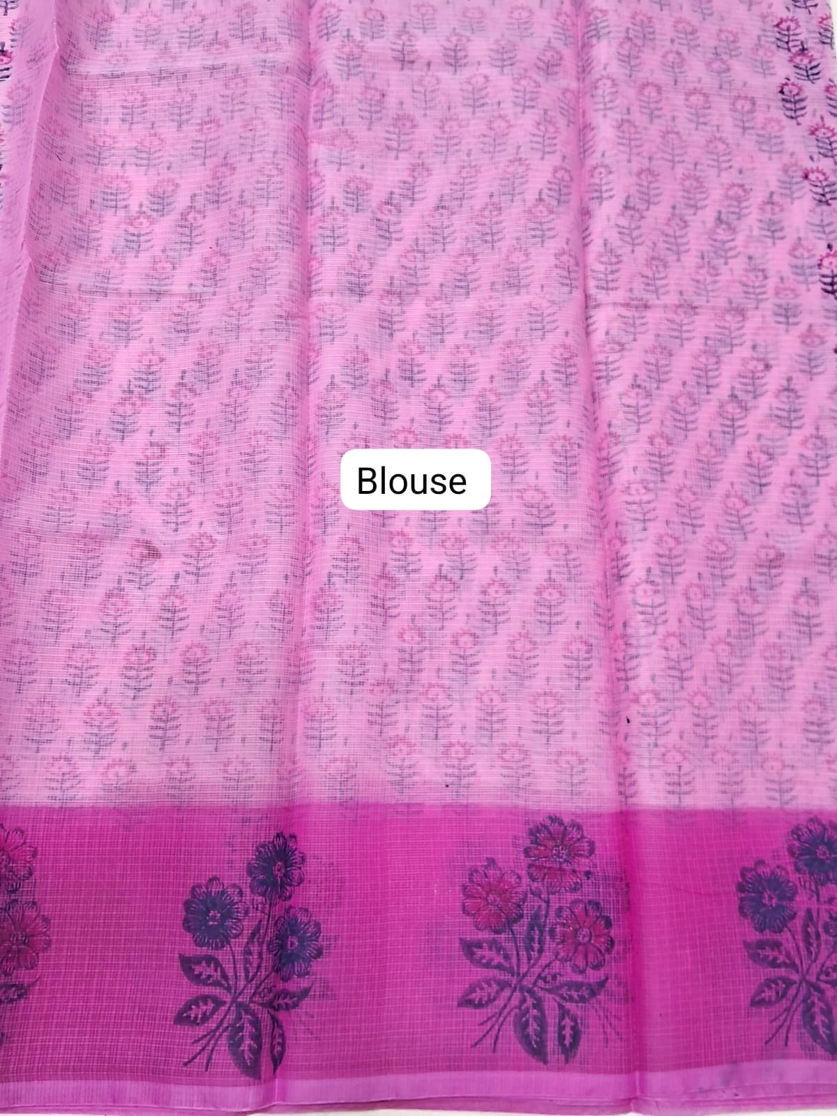Flamingo Pink Kota Saree blouse