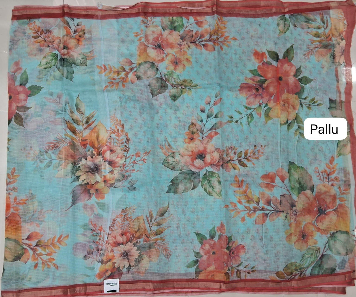 Breeze Blue Kota Saree pallu