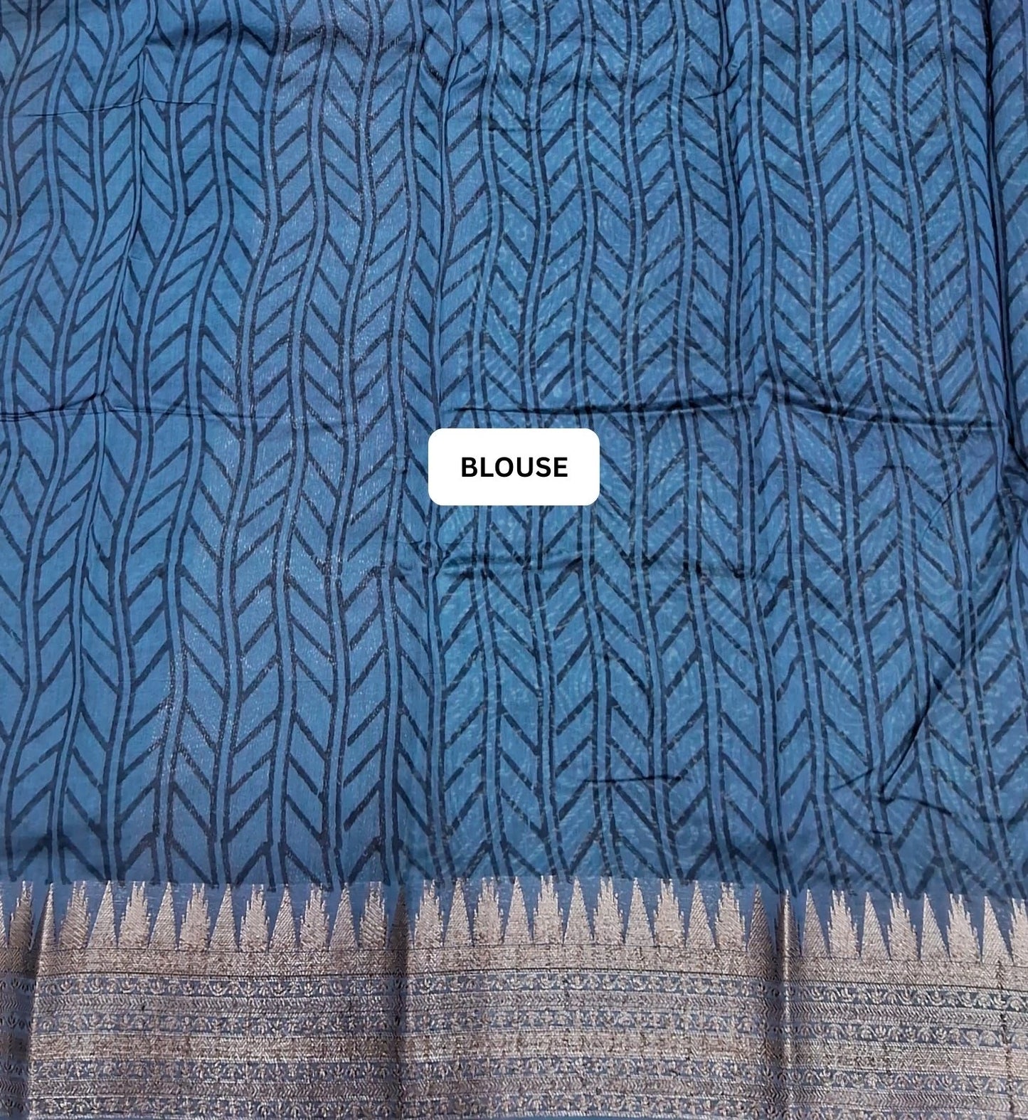 Luxury festive Indigo Blue Chanderi Saree blouse