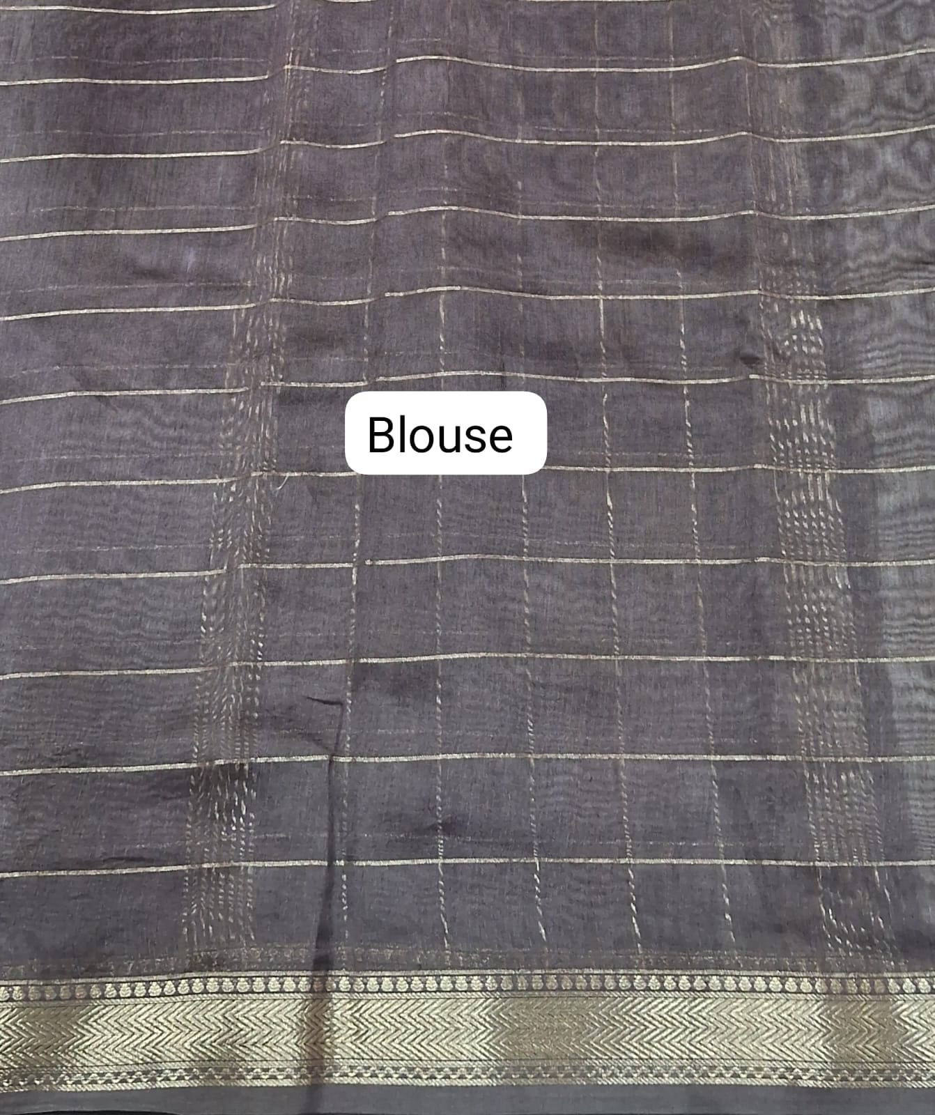 White and Brown Chandheri Saree Blouse