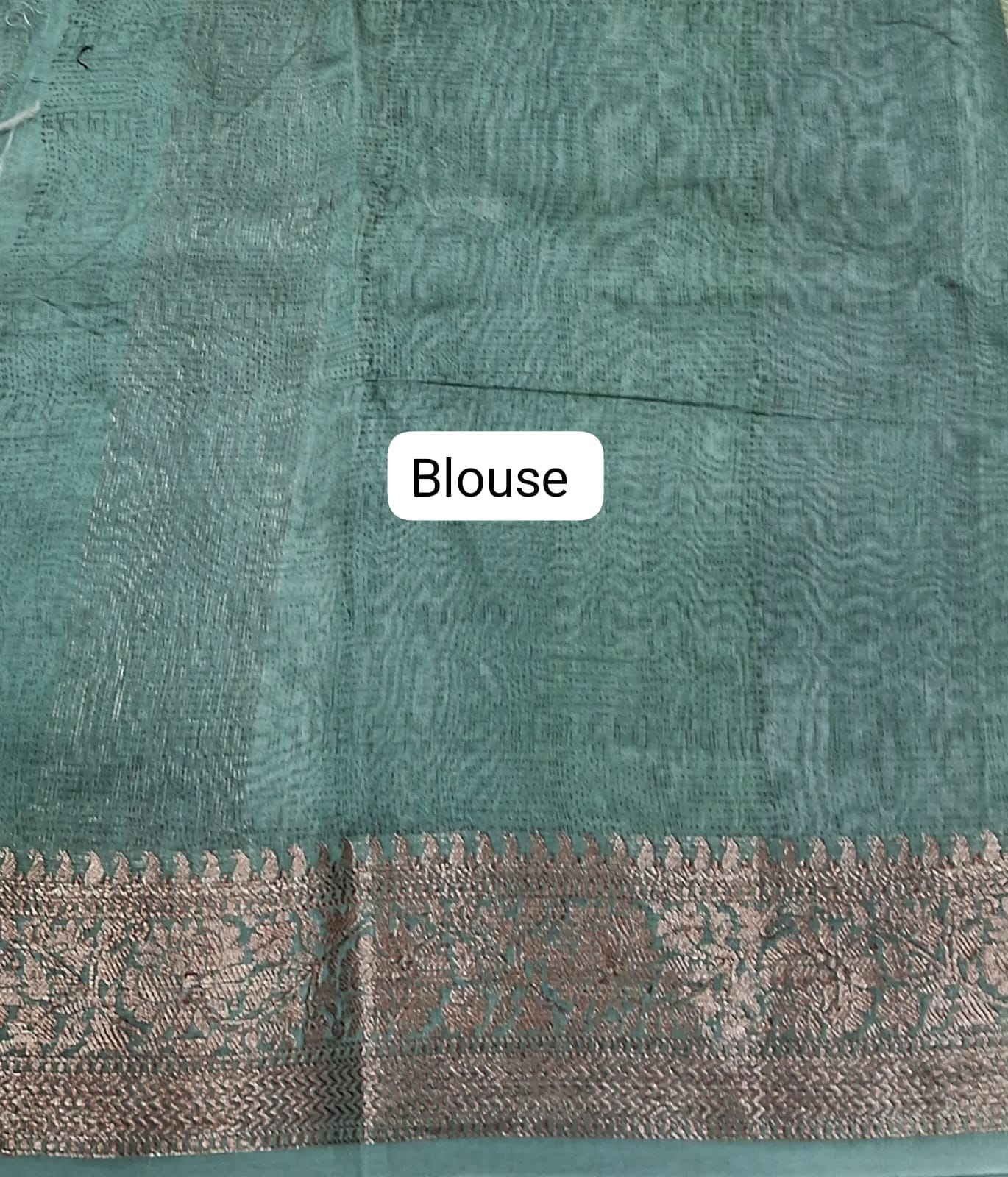 Green and Beige Chandheri Saree Blouse