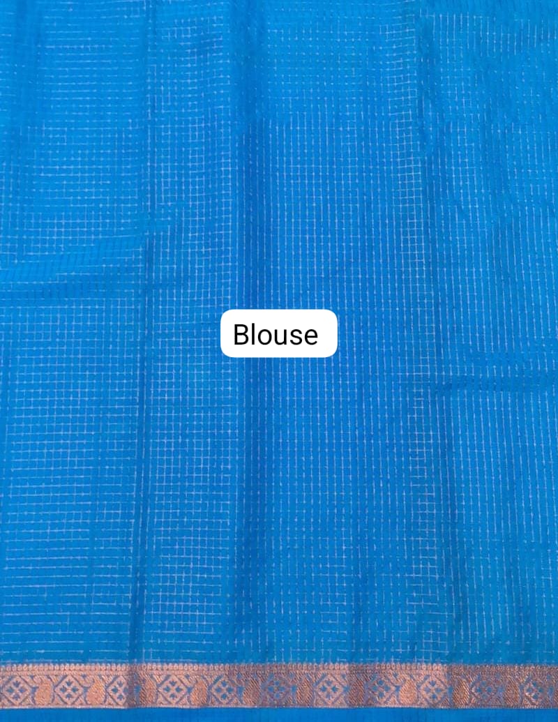 Caribbean Blue Crepe Silk Saree blouse