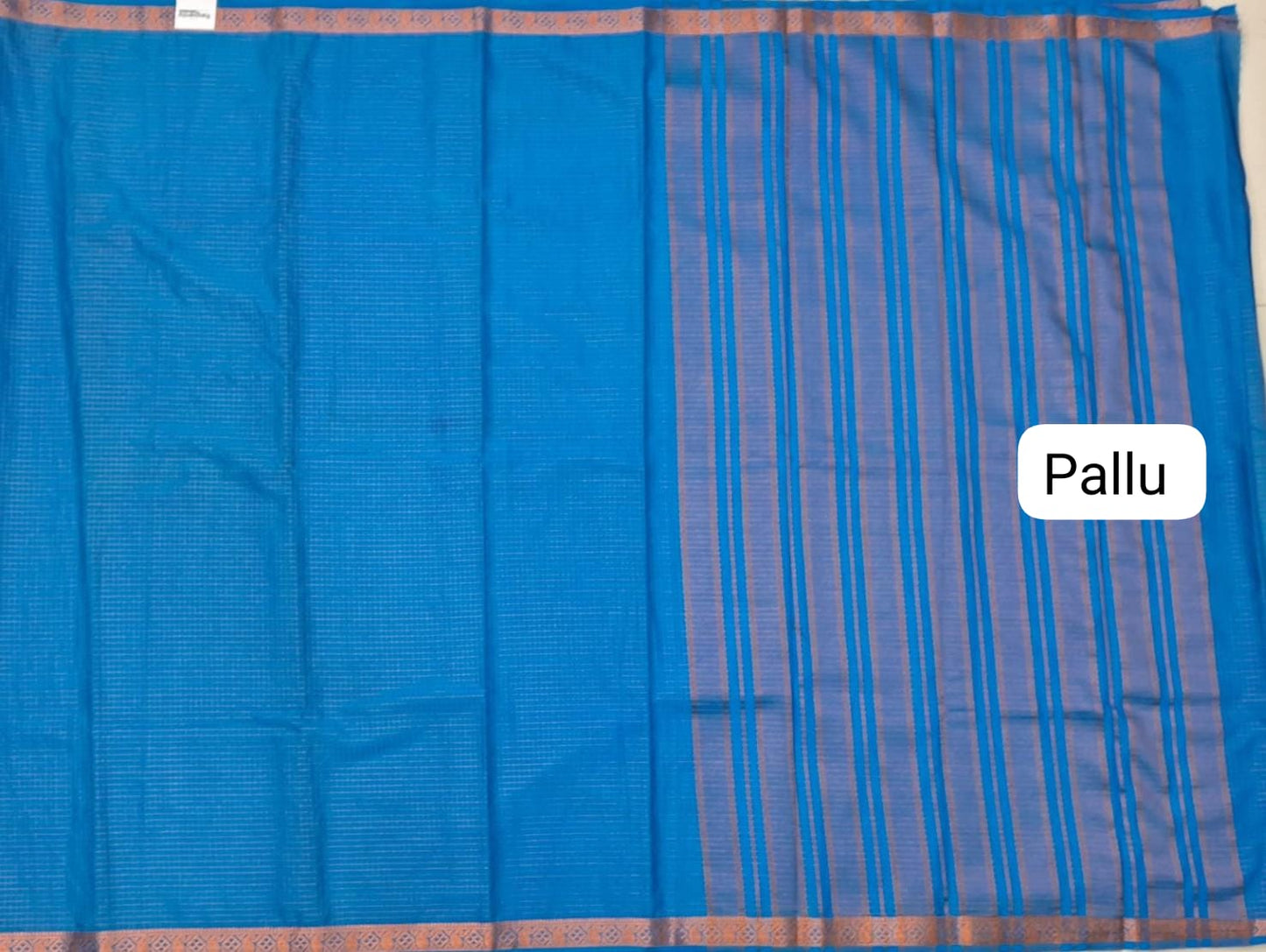 Caribbean Blue Crepe Silk Saree pallu
