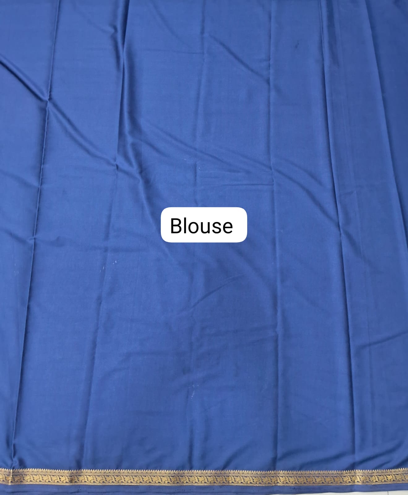 Blue Plain Crepe Silk Saree blouse