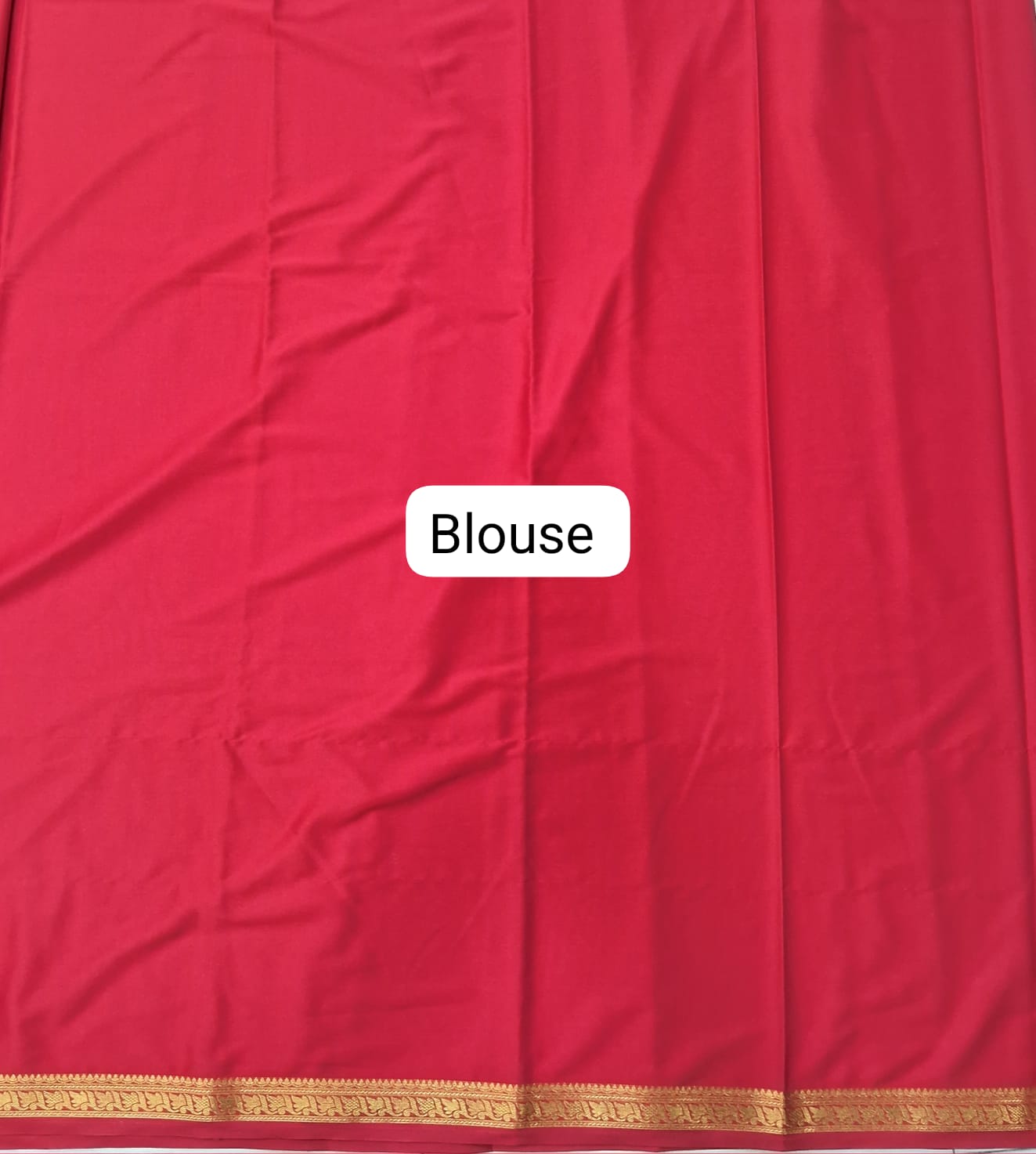 Candy Red Plain Crepe Silk Saree blouse