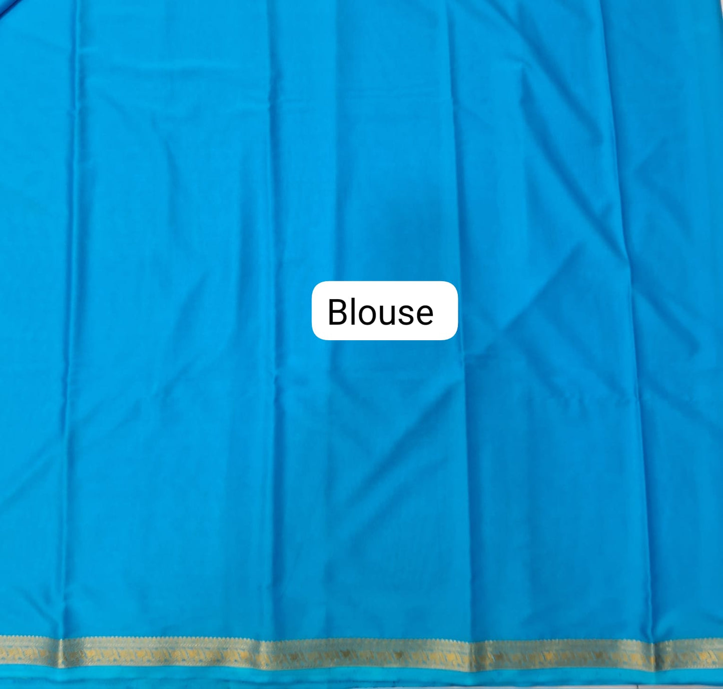 Turquoise Blue Plain Crepe Silk Saree blouse