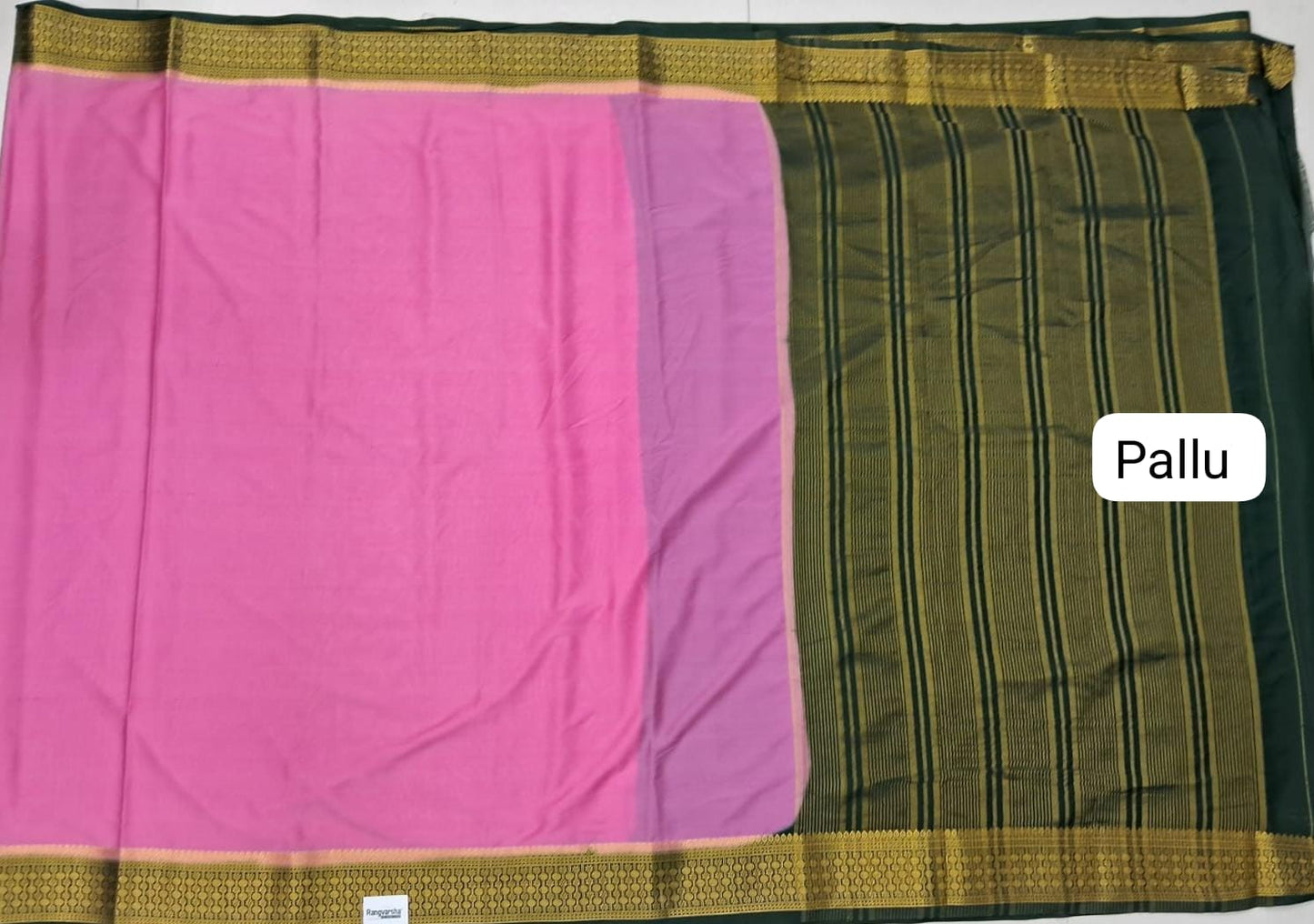 Pink Plain Crepe Silk Saree pallu