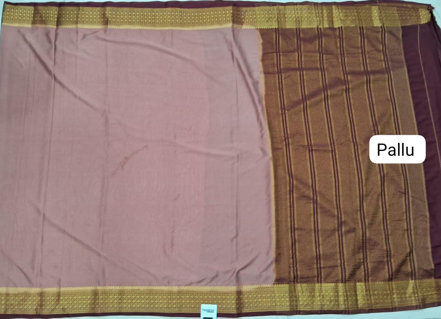 Chocolate Brown Plain Crepe Silk Saree pallu