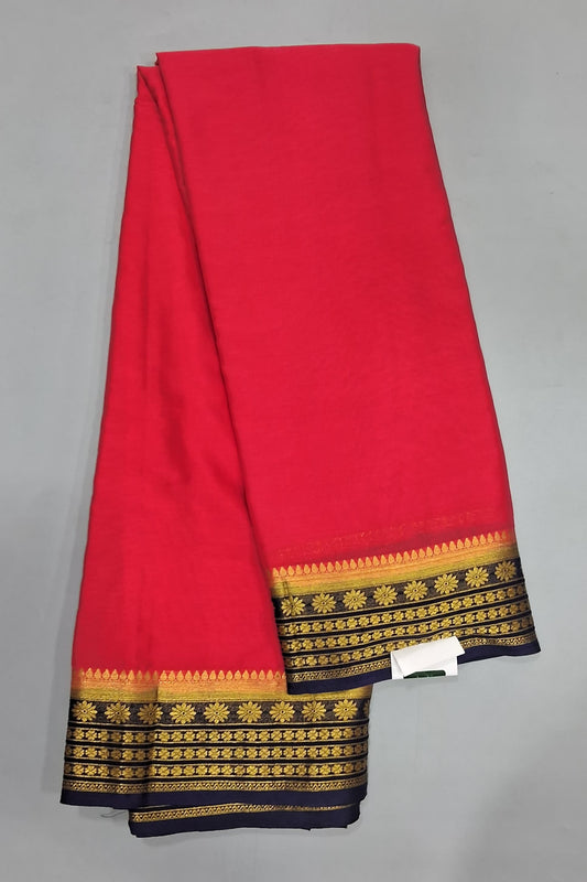 Reddish Pink Plain Crepe Silk Saree