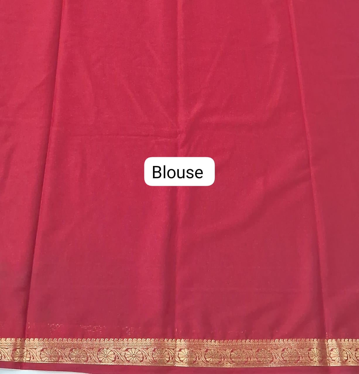 Bottle Green Plain Crepe Silk Saree Blouse