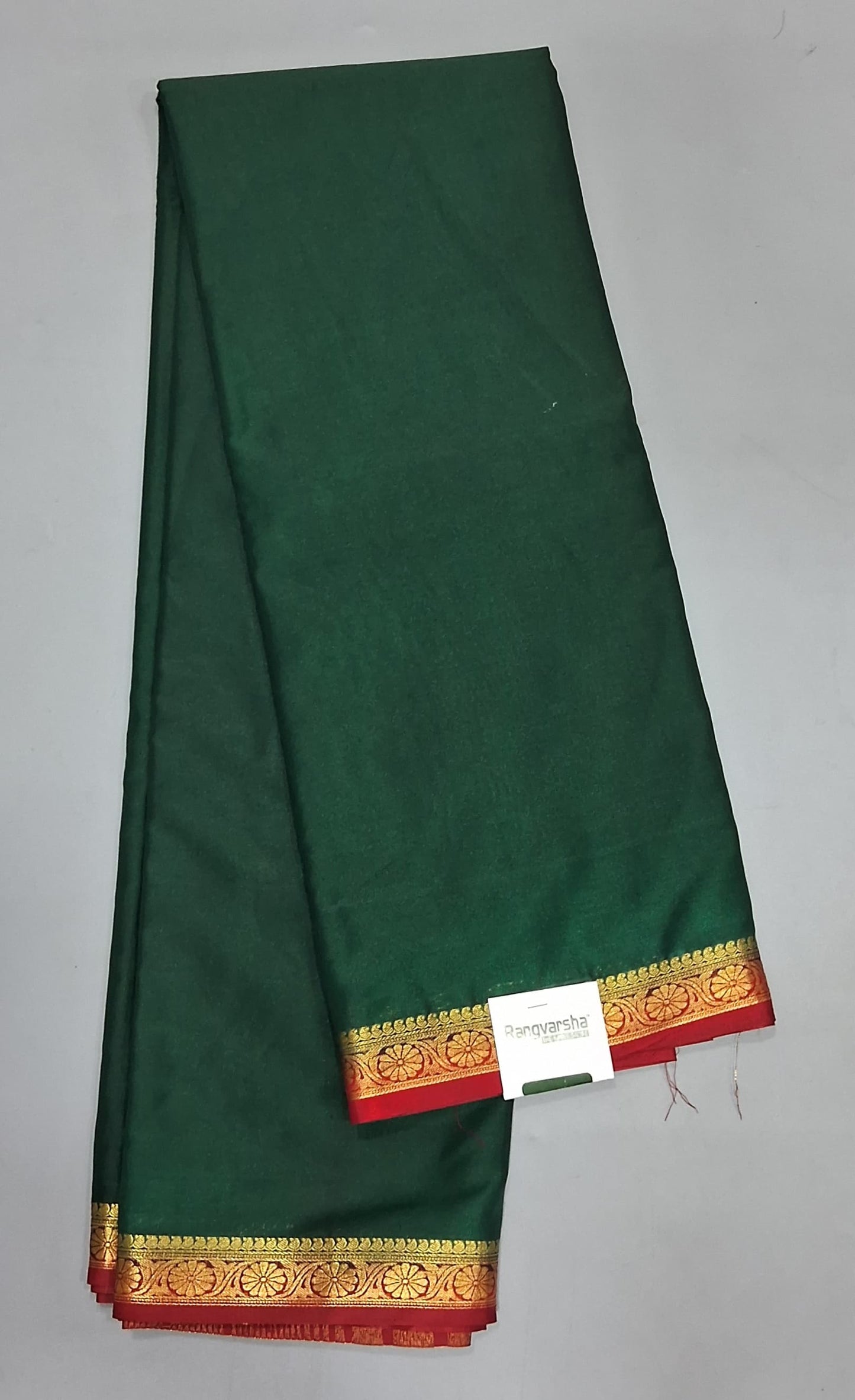 Bottle Green Plain Crepe Silk Saree