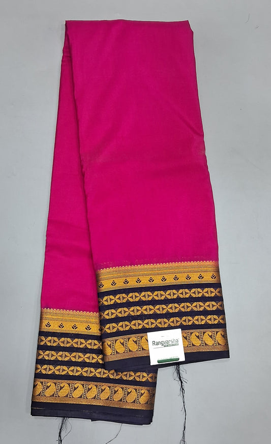 Rani Pink Plain Crepe Silk Saree