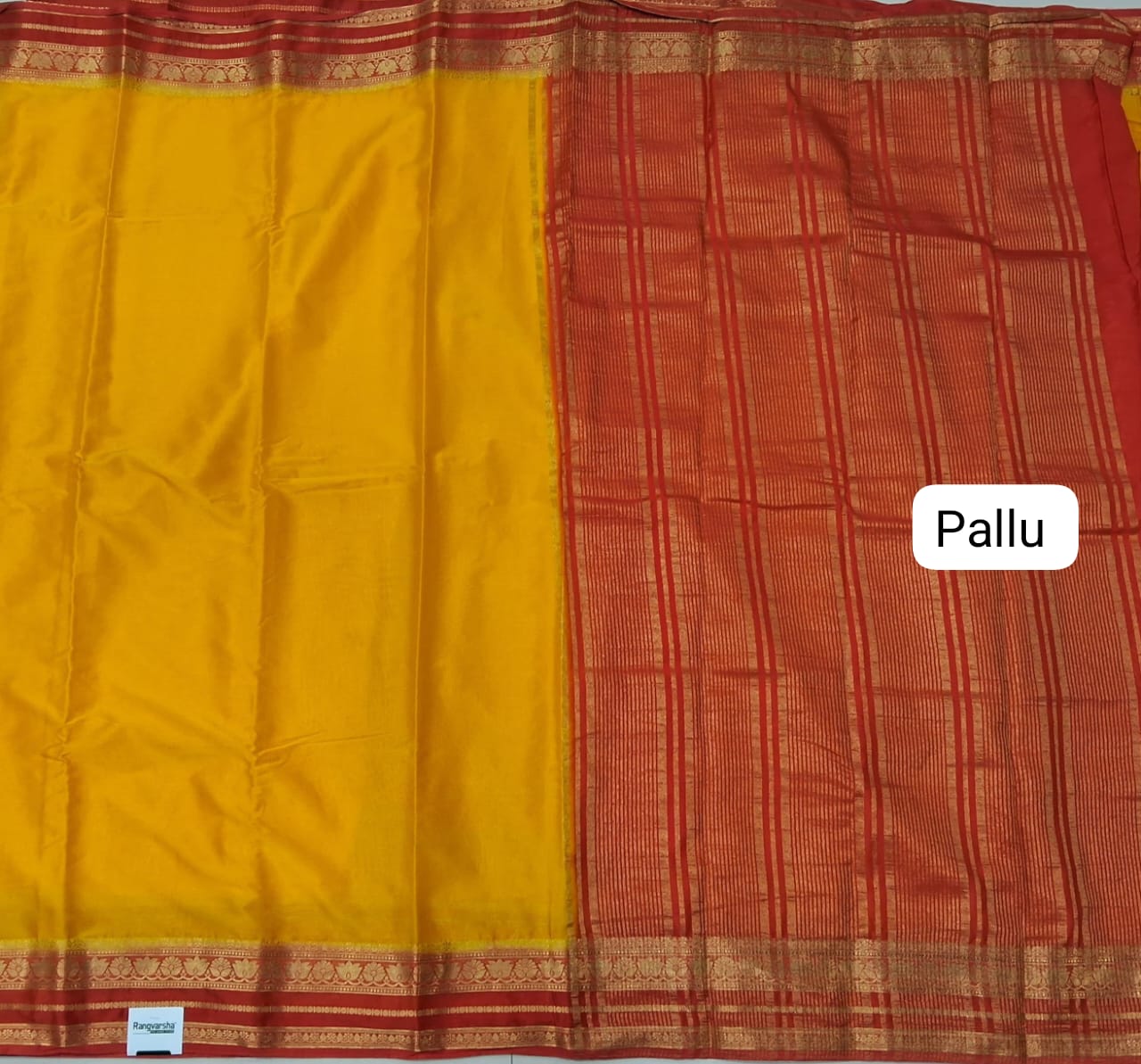 Yellow Plain Crepe Silk Saree Pallu