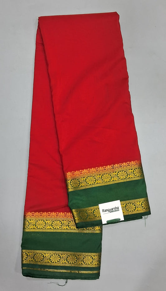 Fire Red Plain Crepe Silk Saree