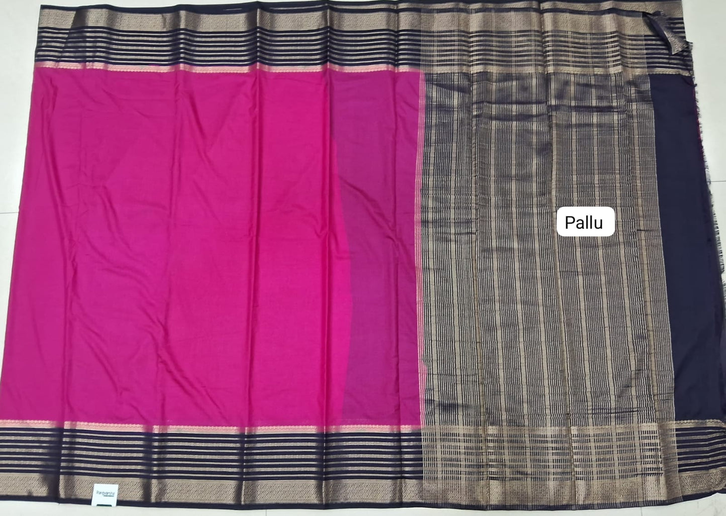 Pink plain Crepe Silk Saree pallu