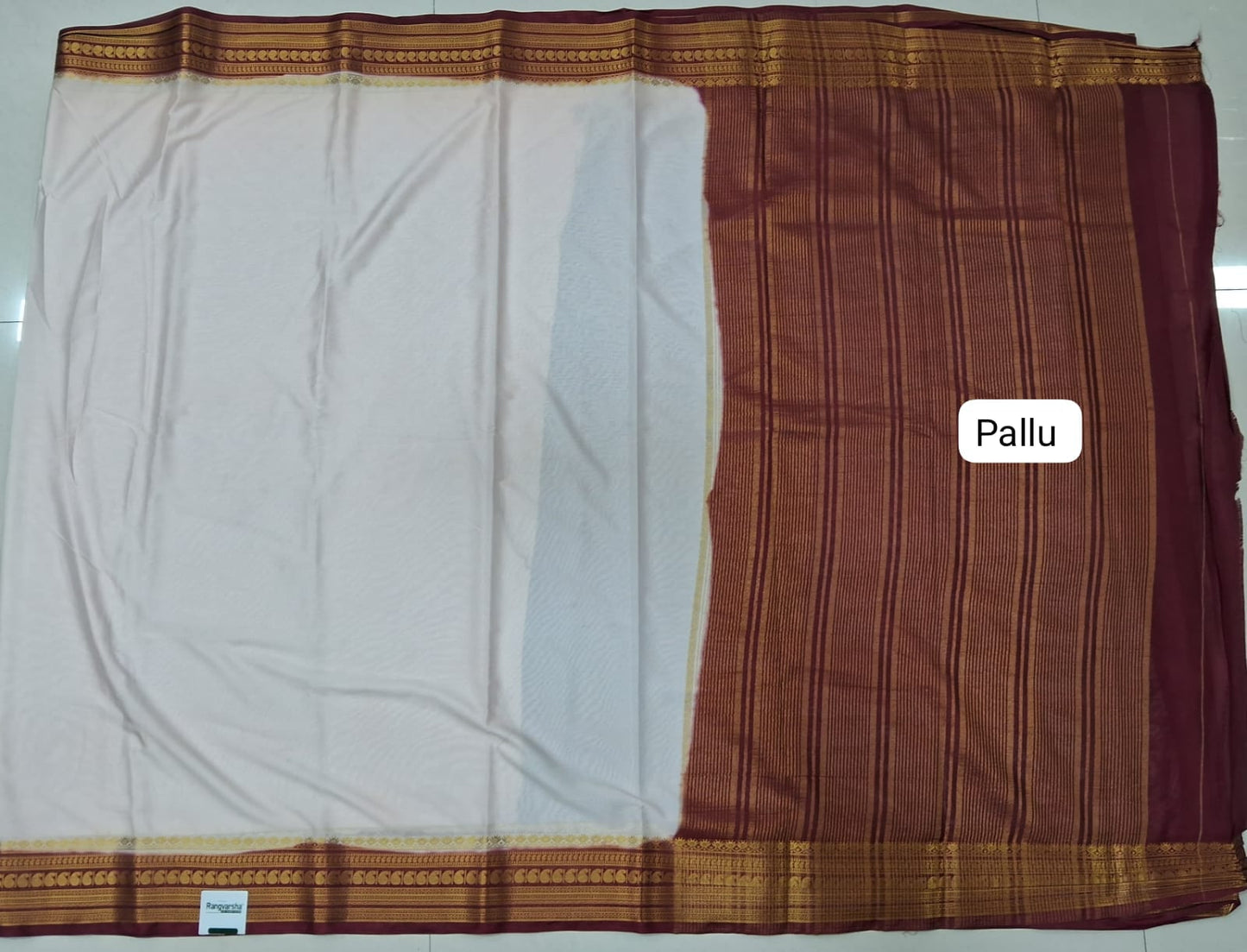 White plain Crepe Silk Saree