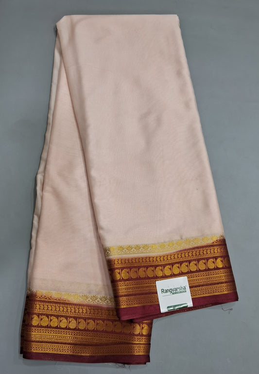 White plain Crepe Silk Saree