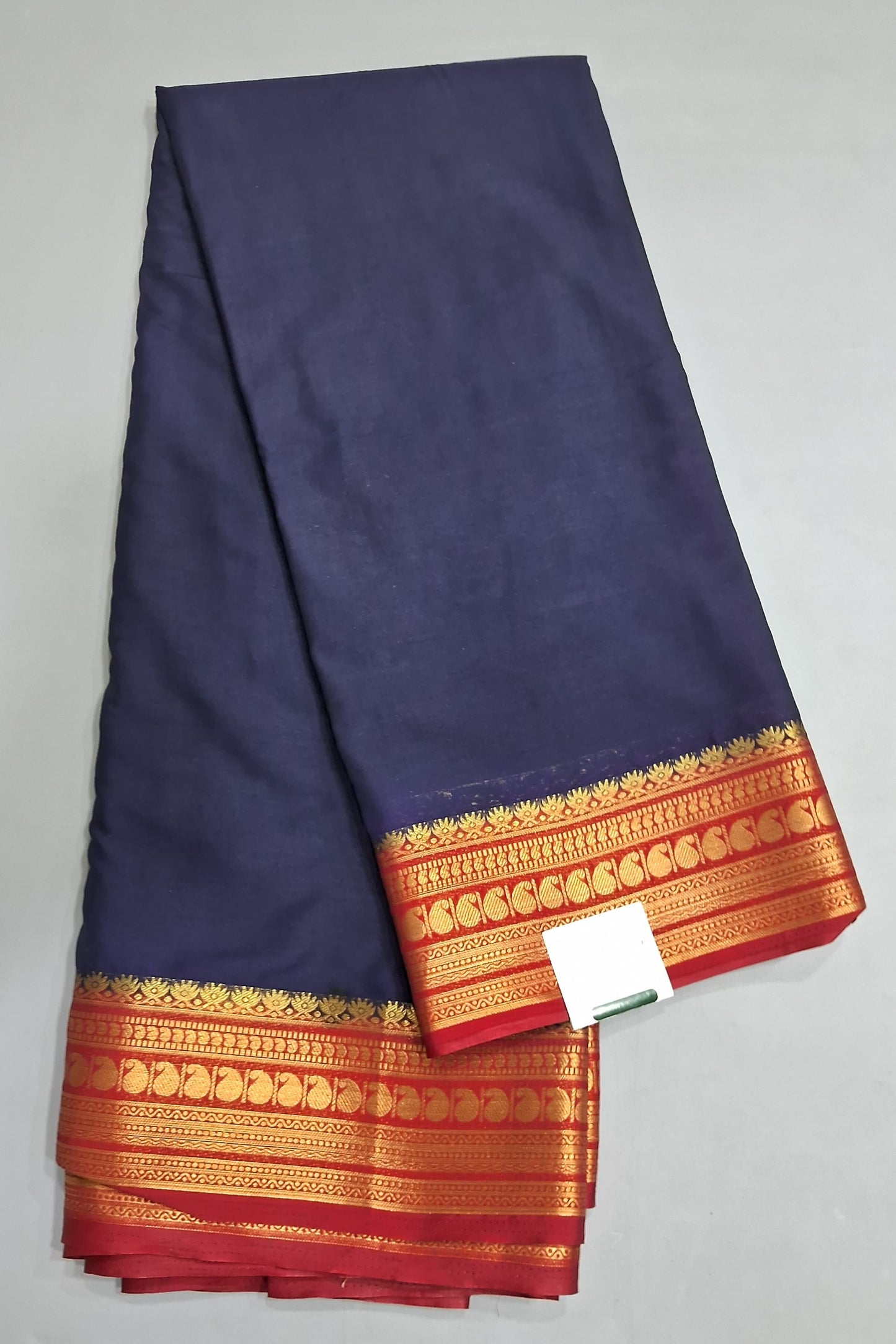 Navy Blue plain Crepe Silk Saree