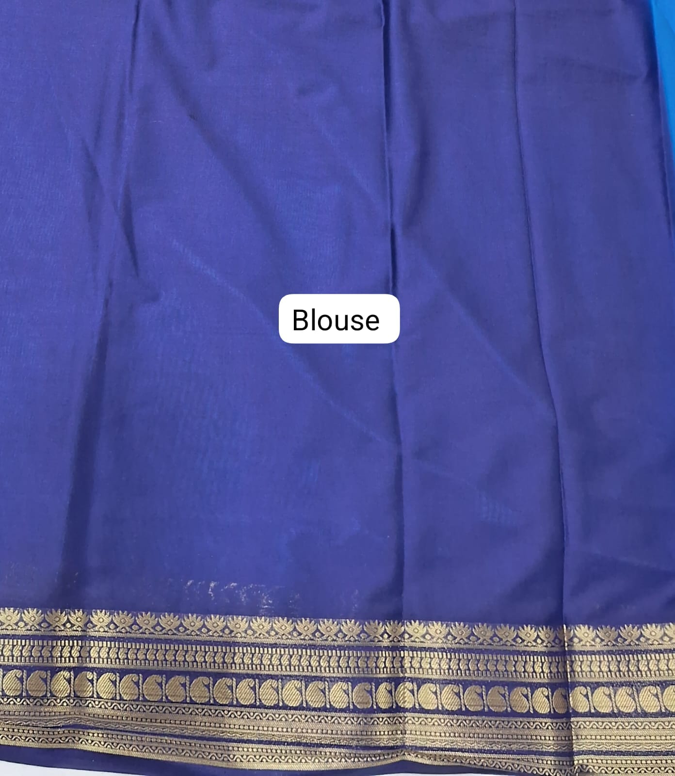 Ocean Blue plain Crepe Silk Saree blouse