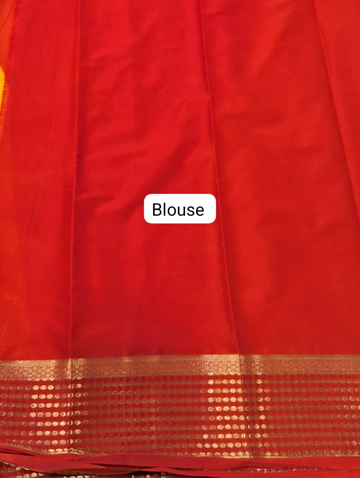 Mango Yellow plain Crepe Silk Saree blouse