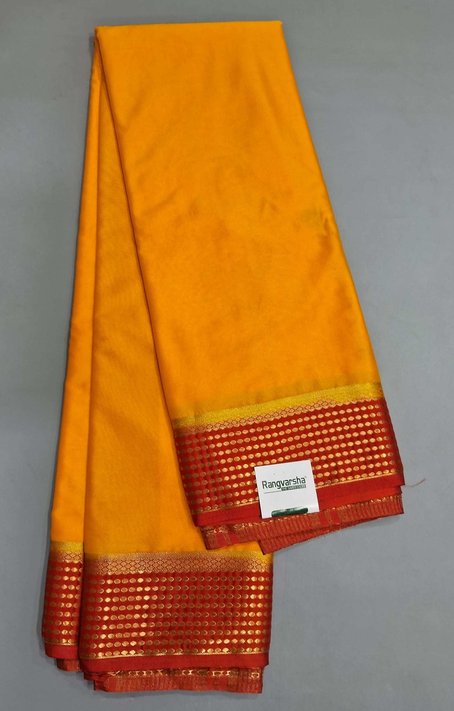 Mango Yellow plain Crepe Silk Saree