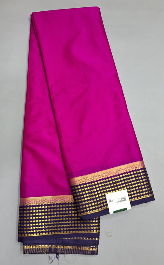 Rani Pink plain Crepe Silk Saree