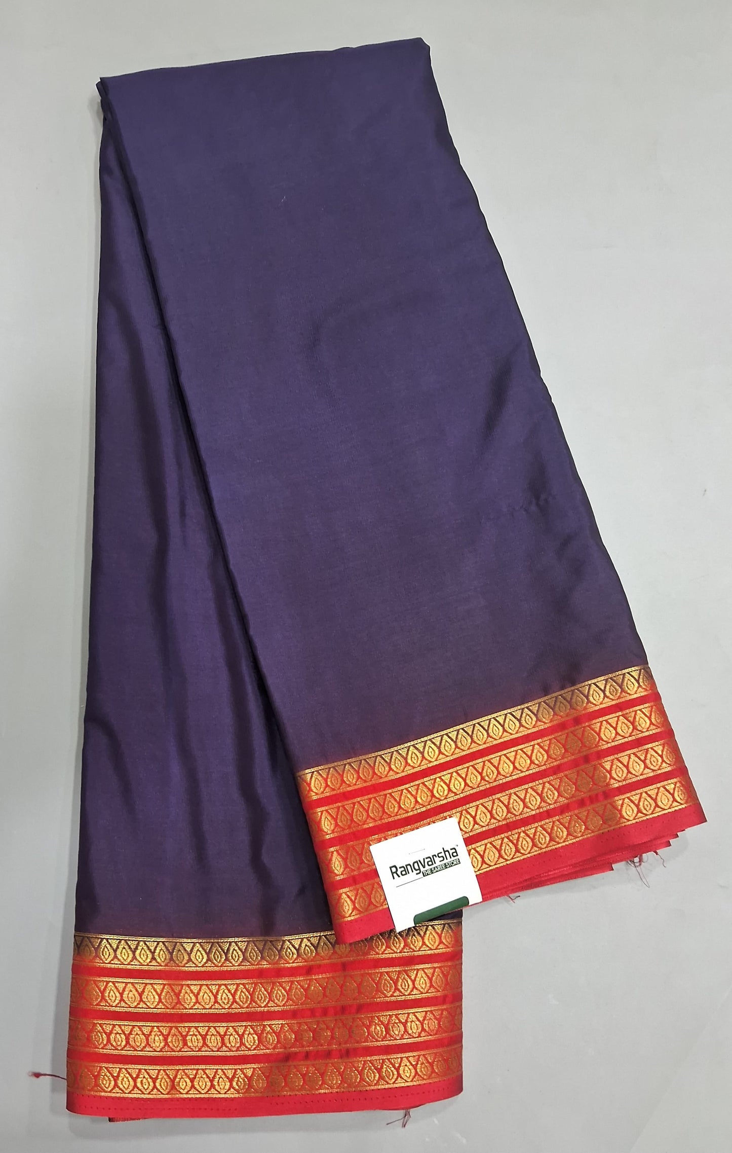 Navy Blue Plain Crepe Silk Saree