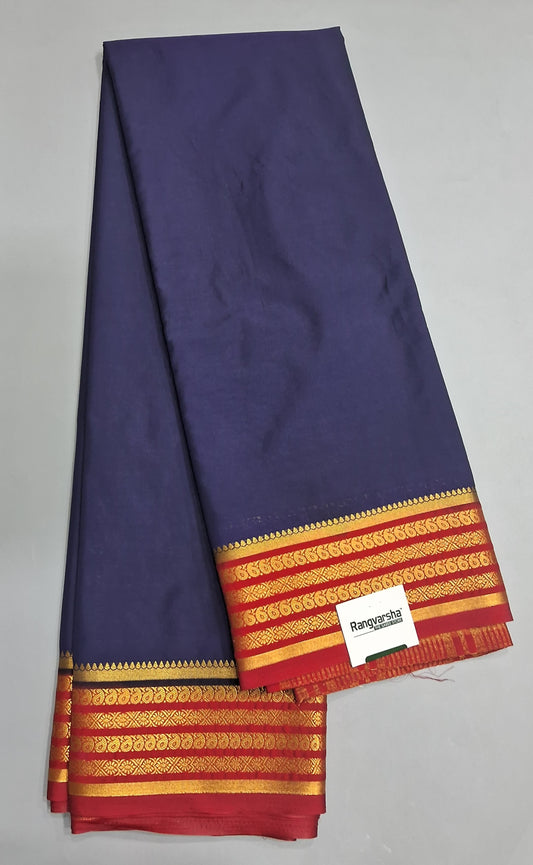 Navy Blue Plain Crepe Silk Saree