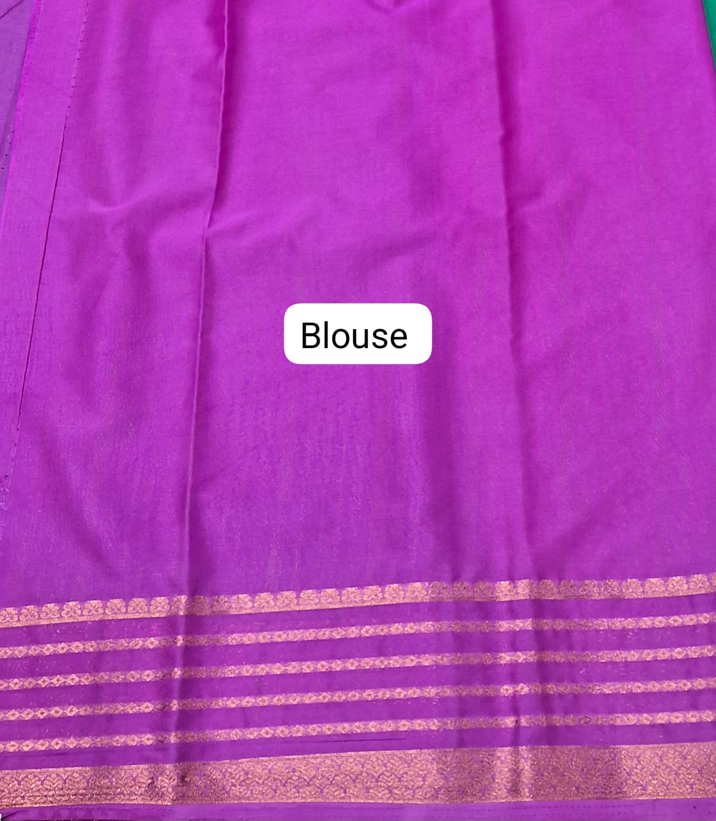 Rama Green Crepe Silk Saree blouse