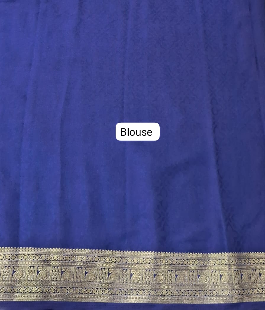 Cornflower Blue Crepe Silk Saree blouse