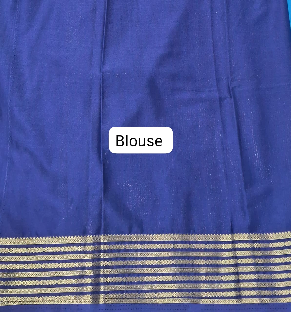 Blue plain Crepe Silk saree blouse