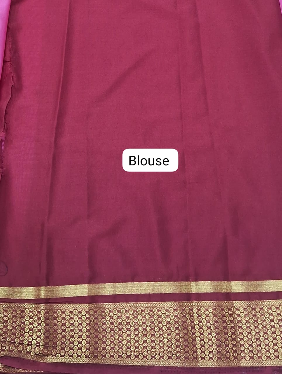 Melon Pink plain Crepe Silk Saree blouse