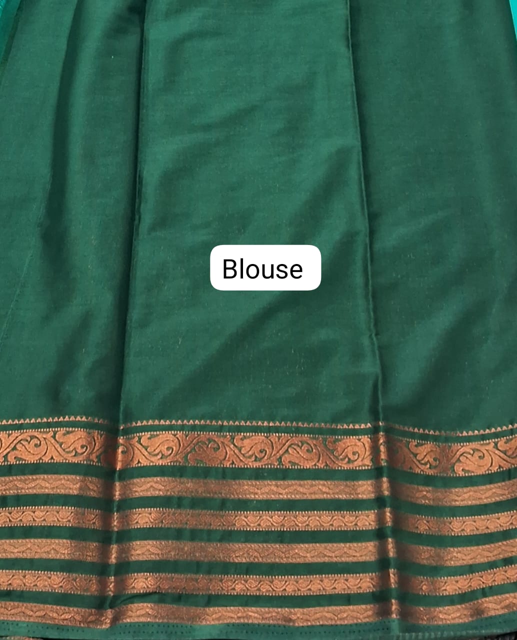 Rama Green Plain Crepe Silk Saree blouse