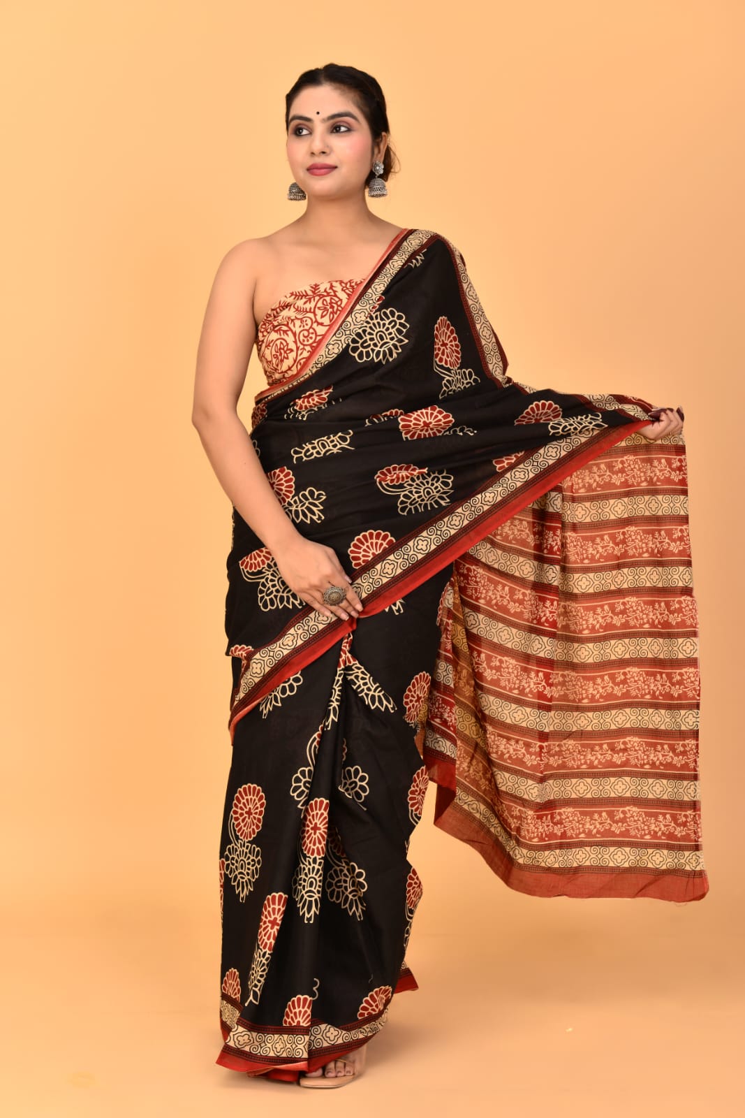 Black Mulmul Cotton Saree