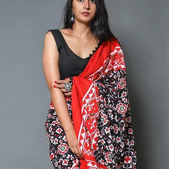 Black Mulmul cotton saree