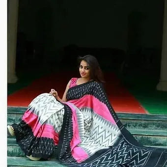 Off-White Mulmul Cotton Saree