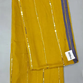 Mango Yellow Mulmul Cotton Saree