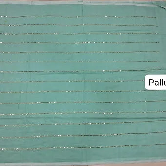 Sky Blue Mulmul Cotton Saree pallu