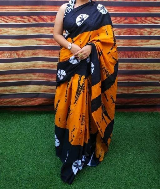 Mustard Yellow Mulmul Cotton Saree