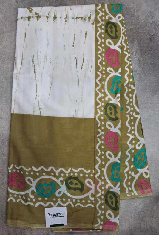 White Mulmul cotton Saree