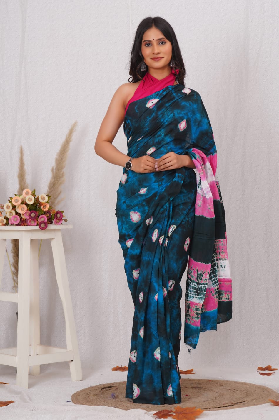 Dual Shade Mulmul Cotton Saree